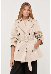 Karl Lagerfeld płaszcz damski kolor beżowy przejściowy oversize. Kolor: beżowy. Styl: klasyczny #1