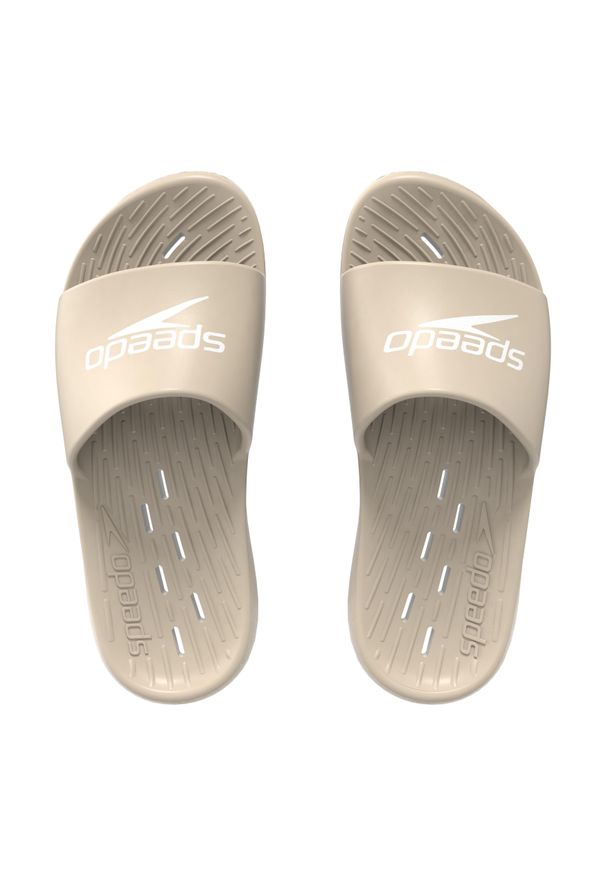 Klapki basenowe antypoślizgowe damskie Speedo Slides. Kolor: żółty, biały. Styl: sportowy