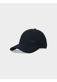 4f - Czapka z daszkiem strapback uniseks - granatowa. Kolor: niebieski. Materiał: materiał, bawełna. Sezon: lato. Styl: sportowy