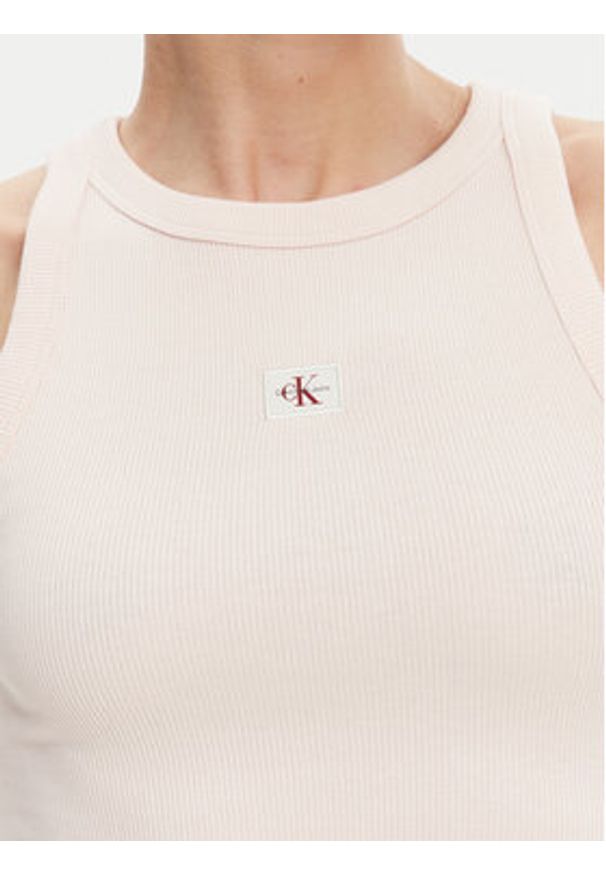 Calvin Klein Jeans Top J20J225302 Różowy Slim Fit. Kolor: różowy. Materiał: bawełna