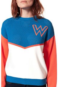 Wrangler - DAMSKI SWETER WRANGLER POINTELLE KNIT DEEP WATER W8106PXDF 112132223. Wzór: ażurowy, aplikacja. Styl: sportowy, retro #5