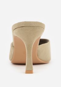 Renee - Zielone Klapki na Szpilce z Imitacji Zamszu z Noskiem Peep Toe Merissaura. Nosek buta: otwarty. Kolor: zielony. Materiał: zamsz. Obcas: na szpilce #9