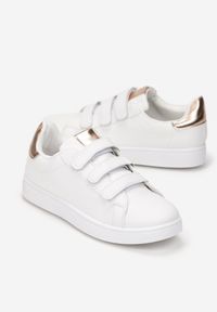 Born2be - Biało-Złote Sneakersy Zapinane na Rzepy Fuve. Zapięcie: rzepy. Kolor: biały #3