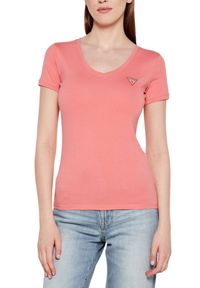 Guess - GUESS Różowy damski t-shirt Mini Triangle. Kolor: różowy #4