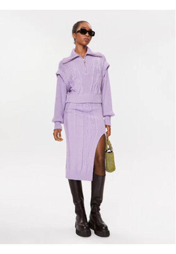 Patrizia Pepe Sweter 2K0203/K140-M472 Fioletowy Regular Fit. Kolor: fioletowy. Materiał: wiskoza