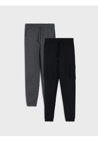 Sinsay - Spodnie cargo i jogger 2 pack - czarny. Kolor: czarny