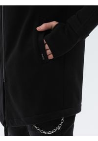 Ombre Clothing - Dłuższa bluza męska rozpinana z obszernym kapturem PRAGA - czarna B1369 - XXL. Kolor: czarny. Materiał: bawełna, poliester. Długość: długie #5
