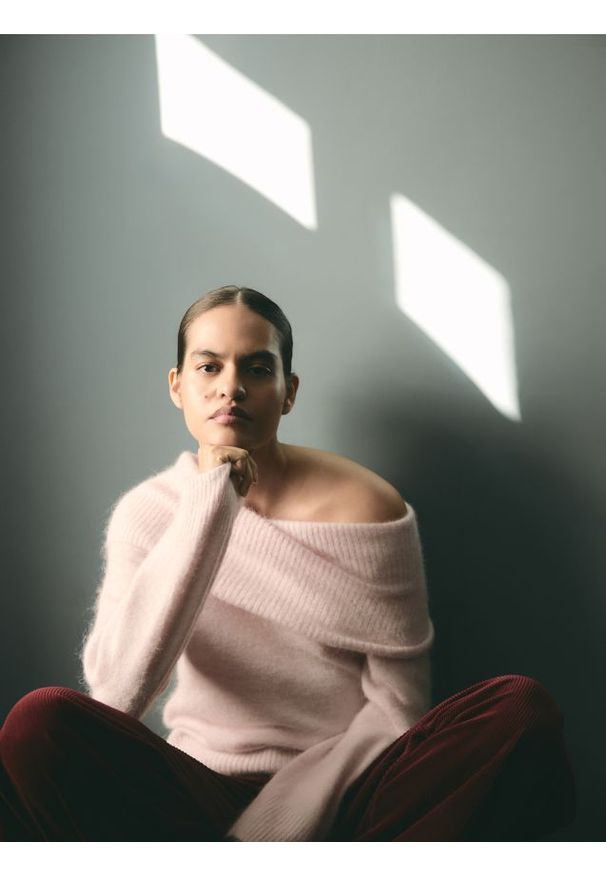 Reserved - Sweter z wełną alpaki - pastelowy róż. Kolor: różowy. Materiał: wełna