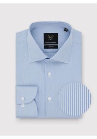 Pako Lorente - PAKO LORENTE – Bawełniana koszula męska w niebieskie paski. Kolor: niebieski. Materiał: bawełna. Długość rękawa: długi rękaw. Długość: długie. Wzór: paski #1