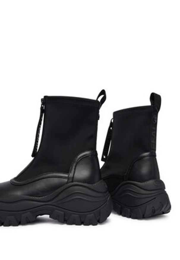 Buffalo Botki Lola Front Zip 1270140 Czarny. Kolor: czarny. Materiał: skóra