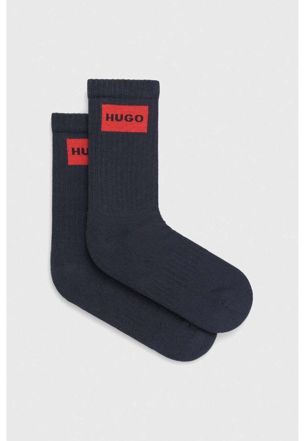 Hugo - HUGO skarpetki (2-pack) męskie kolor granatowy. Kolor: niebieski