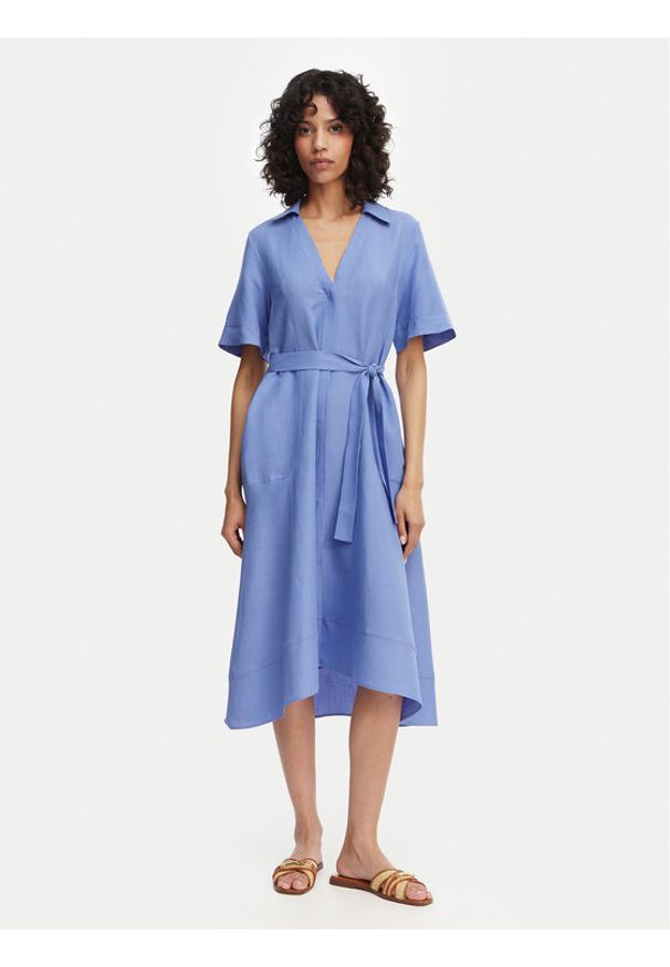 Marella Sukienka koszulowa Detto 2615221082 Niebieski Regular Fit. Kolor: niebieski. Materiał: wiskoza. Typ sukienki: koszulowe