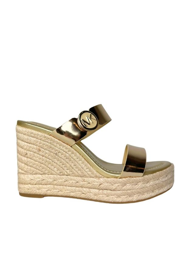 Michael Kors - MICHAEL KORS Złote sandały Lucinda Wedge. Kolor: złoty