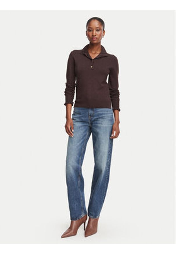 Marella Sweter Onde 2625366101 Brązowy ciemny Regular Fit. Kolor: brązowy. Materiał: wiskoza