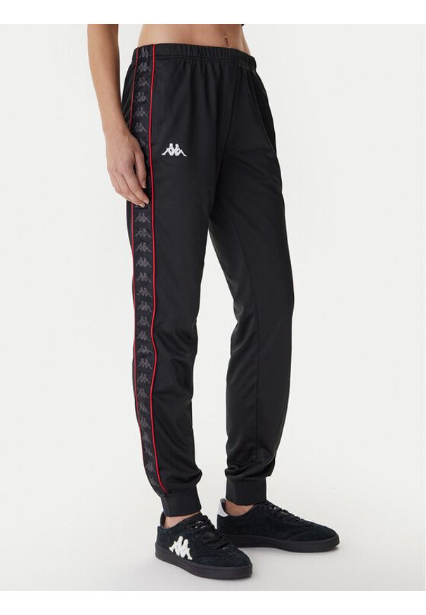 Kappa Spodnie dresowe 303R5K0 Czarny Slim Fit. Kolor: czarny. Materiał: syntetyk
