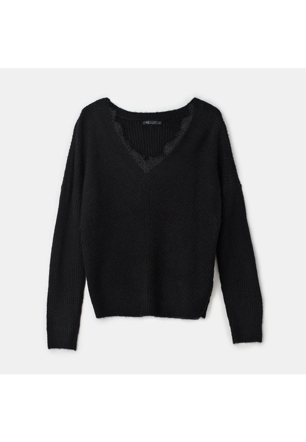 Mohito - Sweter z koronkową wstawką - Czarny. Kolor: czarny. Materiał: koronka