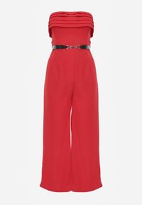 Born2be - Czerwony Elegancki Kombinezon VICES Bez Rękawów z Falbankami i Paskiem Apethia. Okazja: na co dzień. Kolor: czerwony. Materiał: materiał, tkanina. Długość rękawa: bez rękawów. Długość: długie. Wzór: gładki. Sezon: lato. Styl: elegancki #7