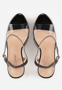 Born2be - Czarne Sandały Lakierowane na Szpilce i Platformie z Transparentną Cholewką Daphine. Zapięcie: sprzączka. Kolor: czarny. Materiał: lakier. Obcas: na platformie. Styl: wizytowy, klasyczny, elegancki #2