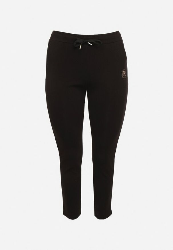 Born2be - Czarne Spodnie Dresowe z Ozdobą z Boku Rialane. Okazja: na co dzień. Kolekcja: plus size. Kolor: czarny. Materiał: dresówka. Wzór: aplikacja. Styl: casual, elegancki