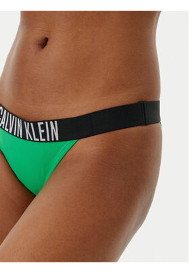 Calvin Klein Swimwear Dół od bikini KW0KW02857 Zielony. Kolor: zielony. Materiał: syntetyk