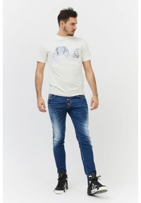 PALM ANGELS Biały t-shirt męski z misiem, Rozmiar XXS. Kolor: biały. Materiał: prążkowany. Wzór: nadruk