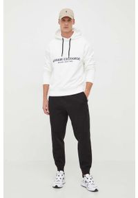 Armani Exchange spodnie dresowe kolor czarny gładkie. Kolor: czarny. Materiał: dresówka. Wzór: gładki #4