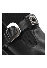 Czarne Botki S.Barski Modne Obuwie Damskie Ze Skarpetkową Cholewką. Okazja: na co dzień. Zapięcie: klamry. Kolor: czarny. Materiał: tkanina, skóra ekologiczna. Szerokość cholewki: normalna. Obcas: na obcasie. Styl: casual. Wysokość obcasa: średni #7