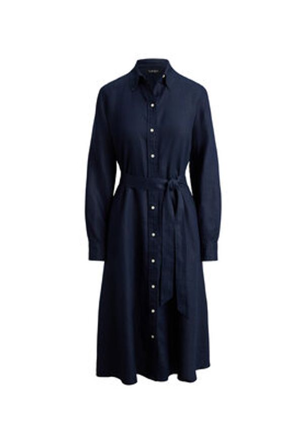 Lauren Ralph Lauren - LAUREN RALPH LAUREN Sukienka koszulowa 200P13686002 Granatowy Regular Fit. Kolor: niebieski. Materiał: len. Typ sukienki: koszulowe