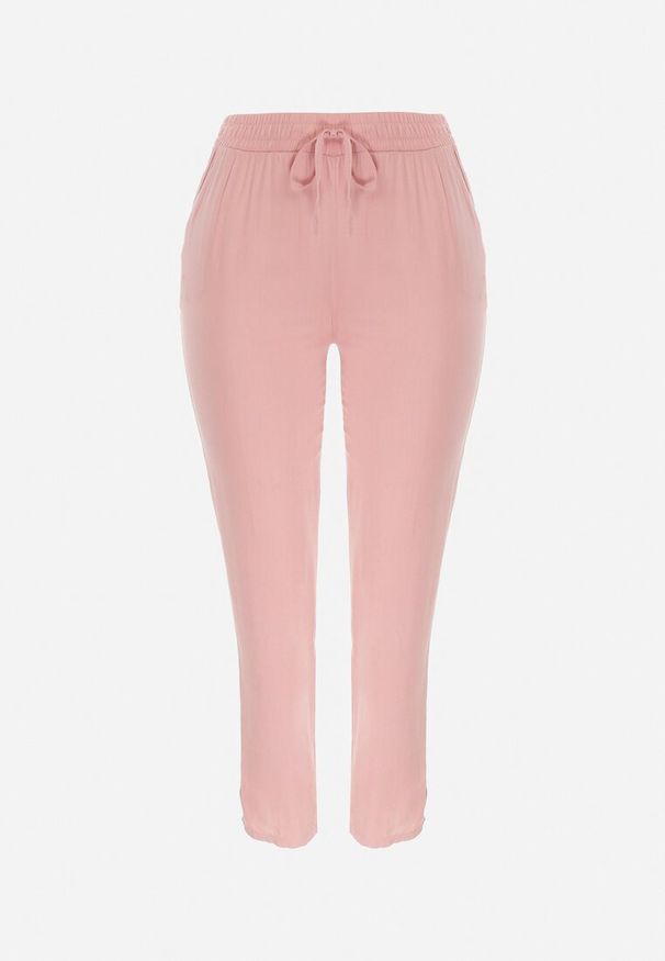 Born2be - Różowe Materiałowe Spodnie z Gumką w Talii Airiana. Okazja: na co dzień. Kolekcja: plus size. Kolor: różowy. Materiał: materiał. Styl: elegancki, casual, klasyczny