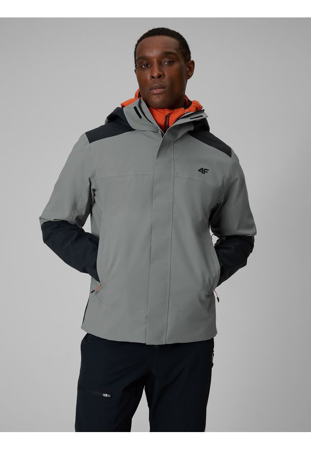 4f - 4F Kurtka trekkingowa membrana 10000 męska - szara 3XL. Kolor: szary. Materiał: materiał. Długość: długie
