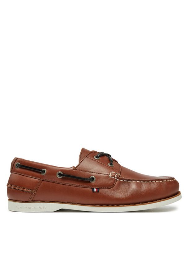 TOMMY HILFIGER - Tommy Hilfiger Półbuty Th Boat Shoe Core Lth FM0FM05569 Brązowy. Kolor: brązowy. Materiał: skóra