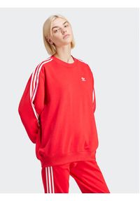 Adidas - adidas Bluza 3-Stripes IN8487 Czerwony Oversize. Kolor: czerwony. Materiał: bawełna