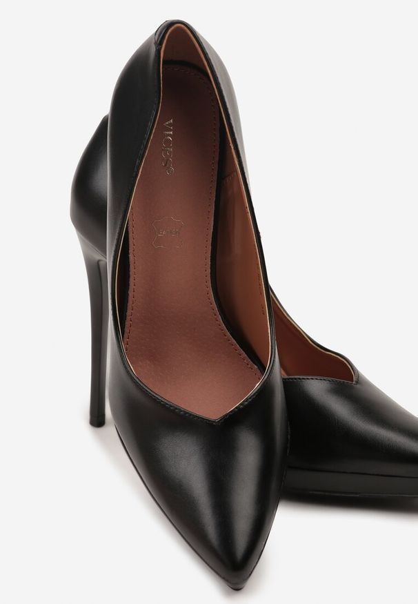 Born2be - Czarne Szpilki Vices na Platformie ze Skórzaną Wkładką Racca. Okazja: na imprezę, na spotkanie biznesowe, na wesele, na ślub cywilny, do pracy. Kolor: czarny. Materiał: skóra. Obcas: na platformie. Styl: wizytowy, biznesowy, klasyczny. Wysokość obcasa: średni