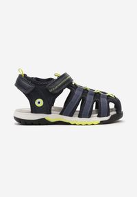Born2be - Niebiesko-Zielone Sandały Sportowe Typu Gladiatorki Z Odblaskami i Rzepem Staranie. Zapięcie: rzepy. Kolor: niebieski. Materiał: jeans. Wzór: aplikacja. Sezon: wiosna, lato. Styl: sportowy