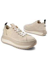 Beżowe Sneakersy Tamaris Damskie Buty Na Platformie. Zapięcie: sznurówki. Kolor: beżowy. Materiał: materiał. Wzór: aplikacja. Obcas: na platformie. Sport: turystyka piesza #6