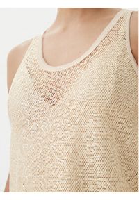 Pinko - PINKO Top Waiting canottiera rete Beżowy Slim Fit. Kolor: beżowy. Materiał: syntetyk #4