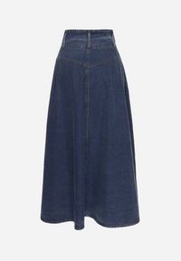 Born2be - Granatowa Spódnica Jeansowa Maxi z Bawełny Nicollta. Kolor: niebieski. Materiał: jeans, bawełna