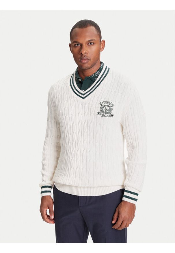 Guess Sweter M5YR12 Z30W1 Écru Regular Fit. Materiał: bawełna