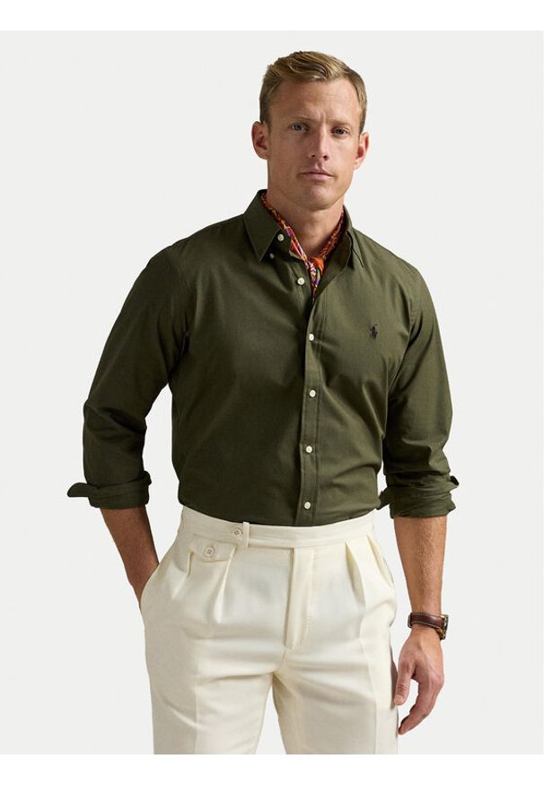 Polo Ralph Lauren Koszula 710929348006 Zielony Slim Fit. Typ kołnierza: polo. Kolor: zielony. Materiał: bawełna