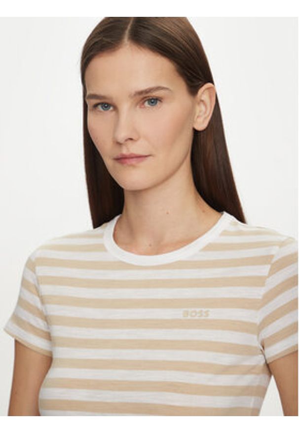 BOSS T-Shirt Esla 50504192 Beżowy Regular Fit. Kolor: beżowy. Materiał: bawełna