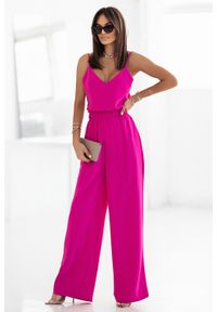 IVON - Różowe Szerokie Spodnie z Gumą. Kolor: różowy. Materiał: guma #1