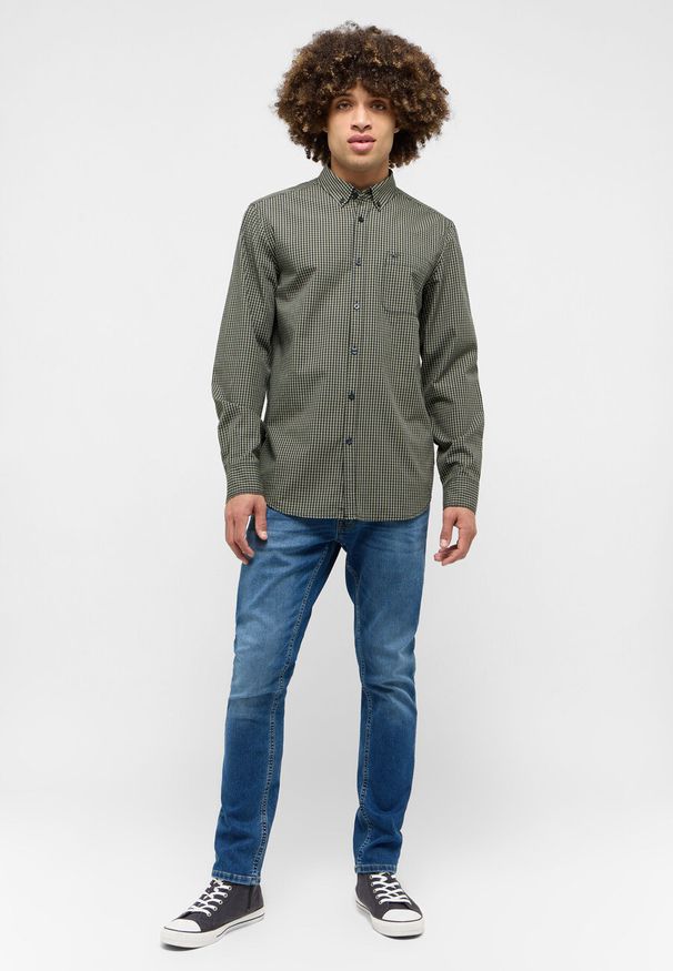 Mustang - MUSTANG CHESTER GINGHAM MĘSKA KOSZULA W KRATĘ KRATA NA GUZIKI ELEGANCKA GREEN CHECK 1015613 12636. Styl: elegancki