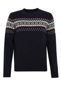 TOP SECRET - Sweter z norweskim wzorem. Kolor: niebieski. Materiał: wełna. Wzór: kolorowy. Sezon: zima, jesień. Styl: klasyczny #6