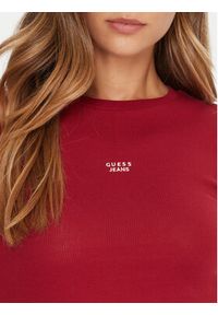 Guess Jeans T-Shirt W5BP45 KA0H1 Czerwony Slim Fit. Kolor: czerwony. Materiał: bawełna #4