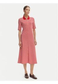 TOMMY HILFIGER - Tommy Hilfiger Sukienka codzienna WW0WW48776 Czerwony Regular Fit. Okazja: na co dzień. Kolor: czerwony. Materiał: bawełna. Typ sukienki: proste. Styl: casual #1