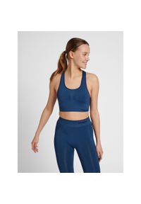 Damski bezszwowy biustonosz sportowy Hummel Shaping. Kolor: niebieski. Sport: fitness #1