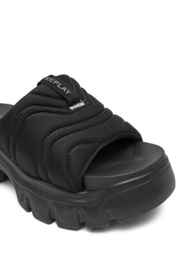 Replay - REPLAY Klapki GWSA6.000.C0005T Czarny. Kolor: czarny. Materiał: skóra