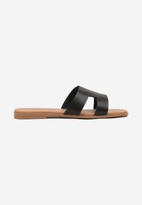 Renee - Czarne Klapki Vices ze Skóry Naturalnej Ozdobione Wycięciami Arqelia. Okazja: na co dzień. Kolor: czarny. Materiał: skóra. Wzór: aplikacja. Styl: elegancki, casual #3