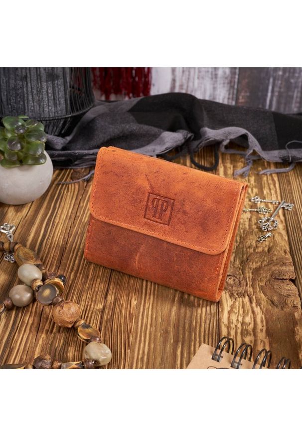 Zestaw damski PAOLO PERUZZI ZUP-64-OR pomarańczowy. Kolor: pomarańczowy. Materiał: skóra