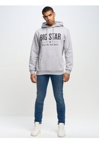 Big-Star - Bluza męska z kapturem szara Ashlyno 901. Typ kołnierza: kaptur. Kolor: szary. Materiał: dresówka, dzianina. Wzór: nadruk #1